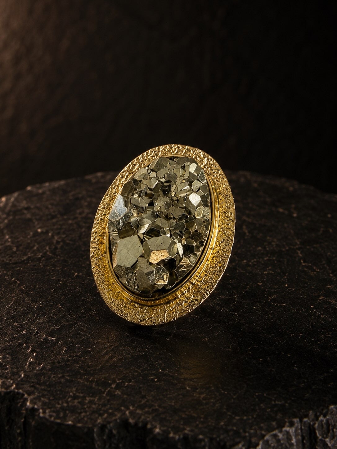 Anillo de bronce con piedra Pirita - EOS