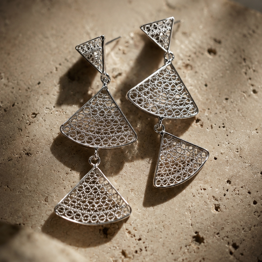 Aros de plata, filigra - Giza