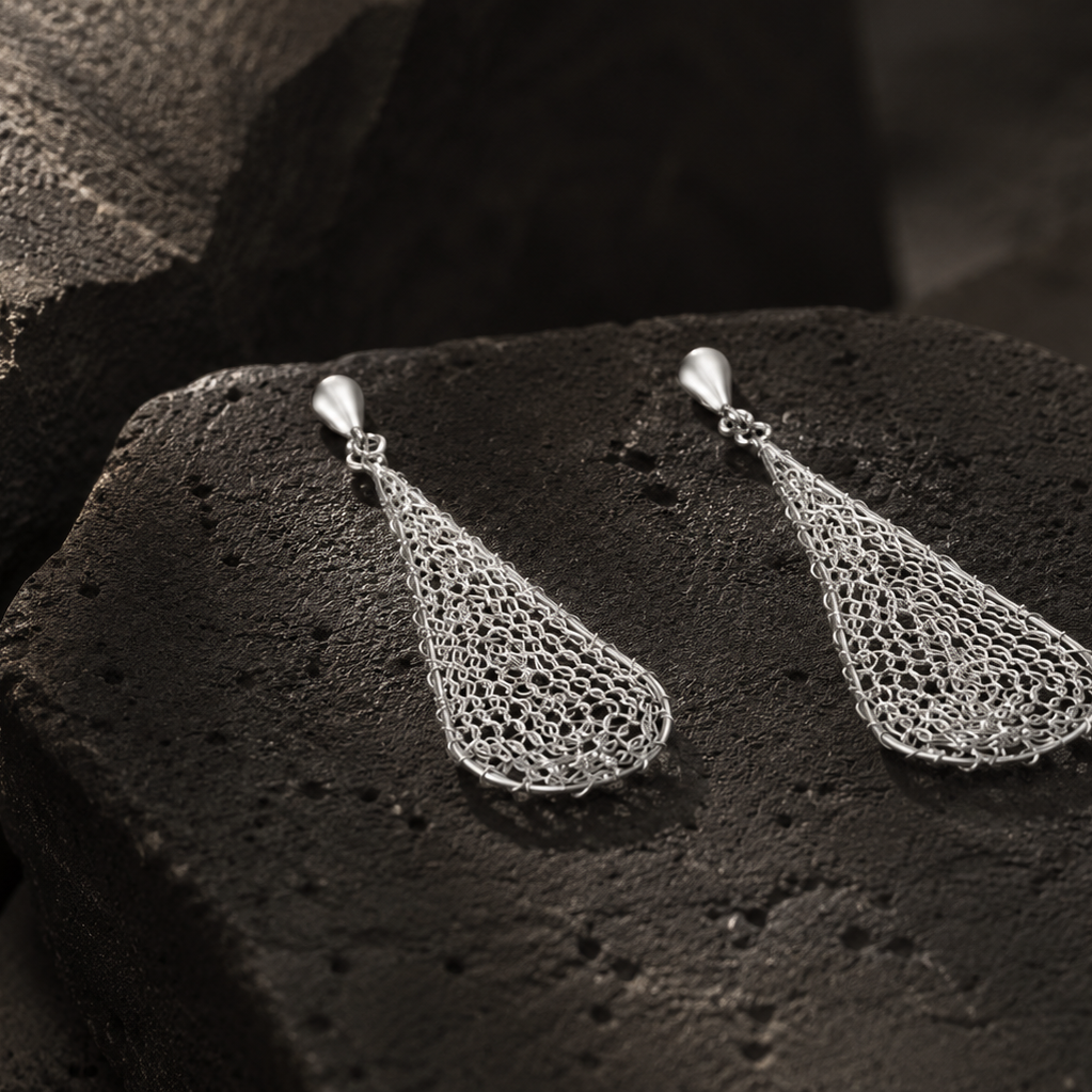 Aros de plata tejidos a crochet - GAEL