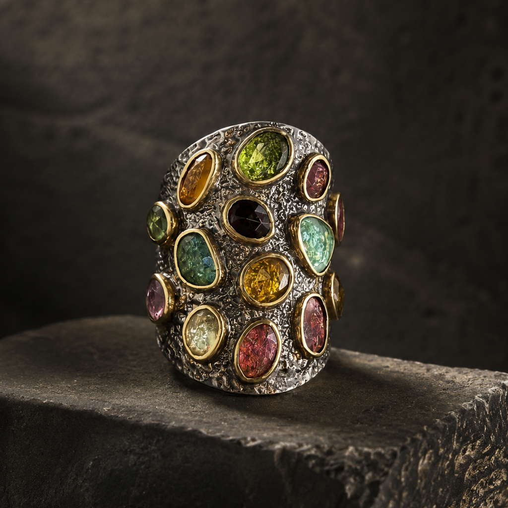 Anillo de plata con turmalinas Pieza Única - Odisea