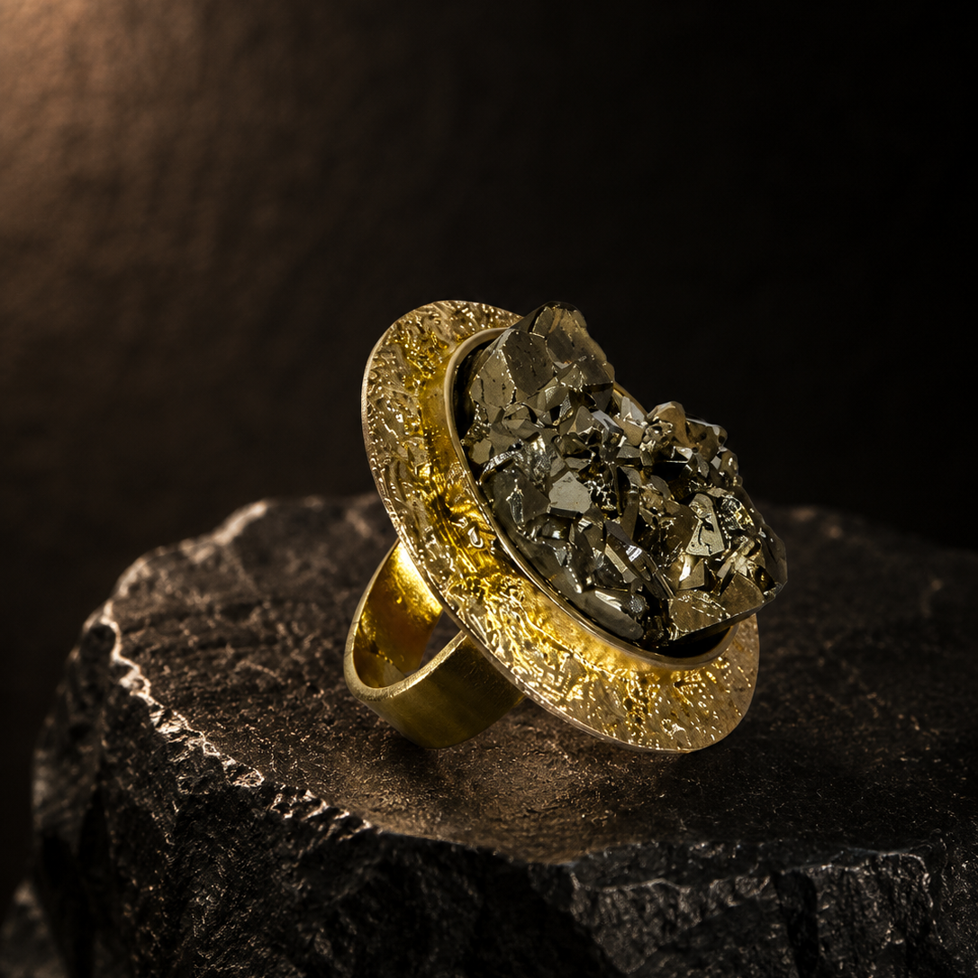 Anillo de bronce con piedra Pirita - EOS