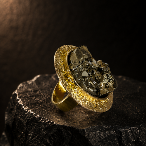 Anillo de bronce con piedra Pirita - EOS