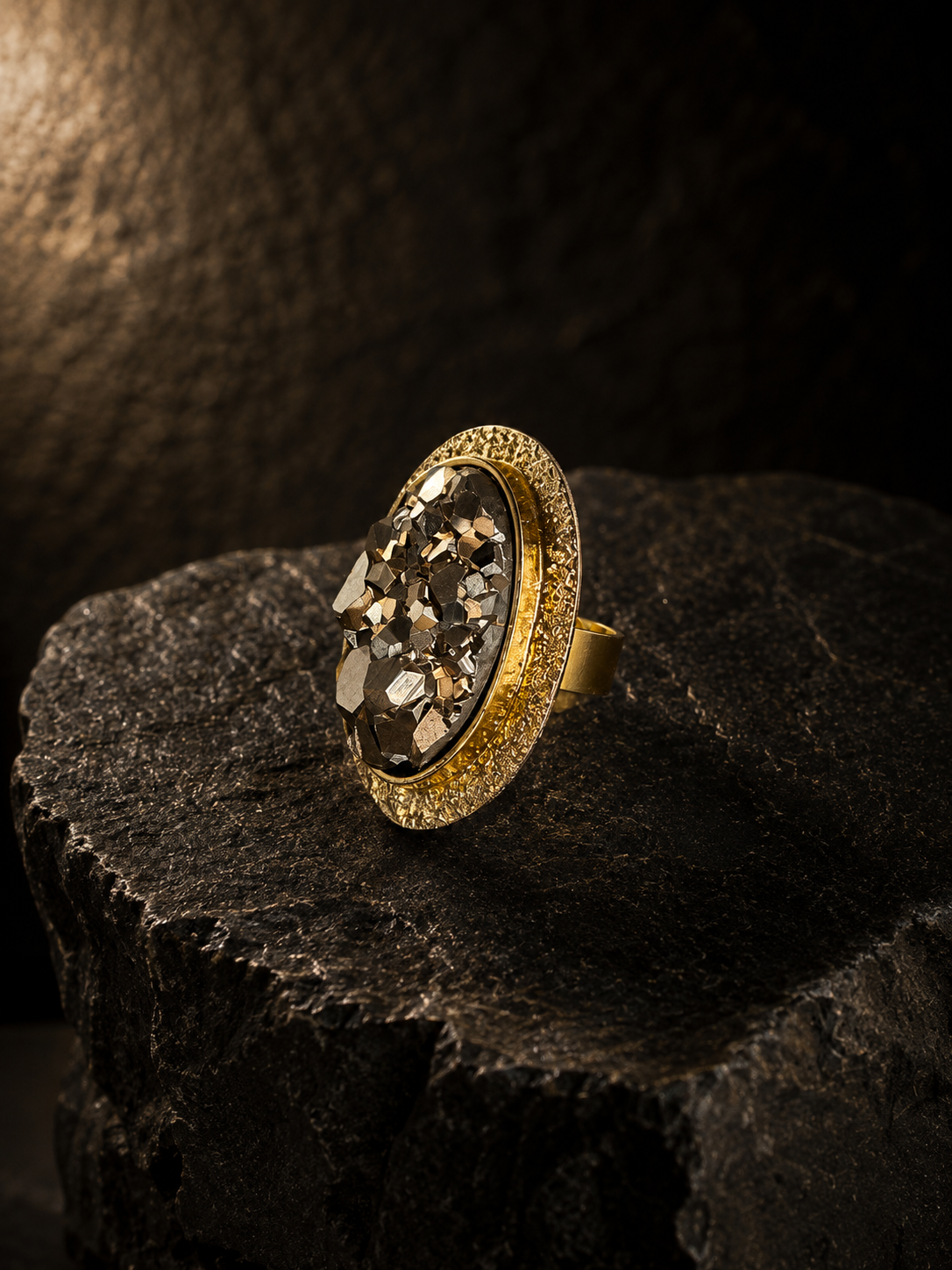 Anillo de bronce con piedra Pirita - EOS