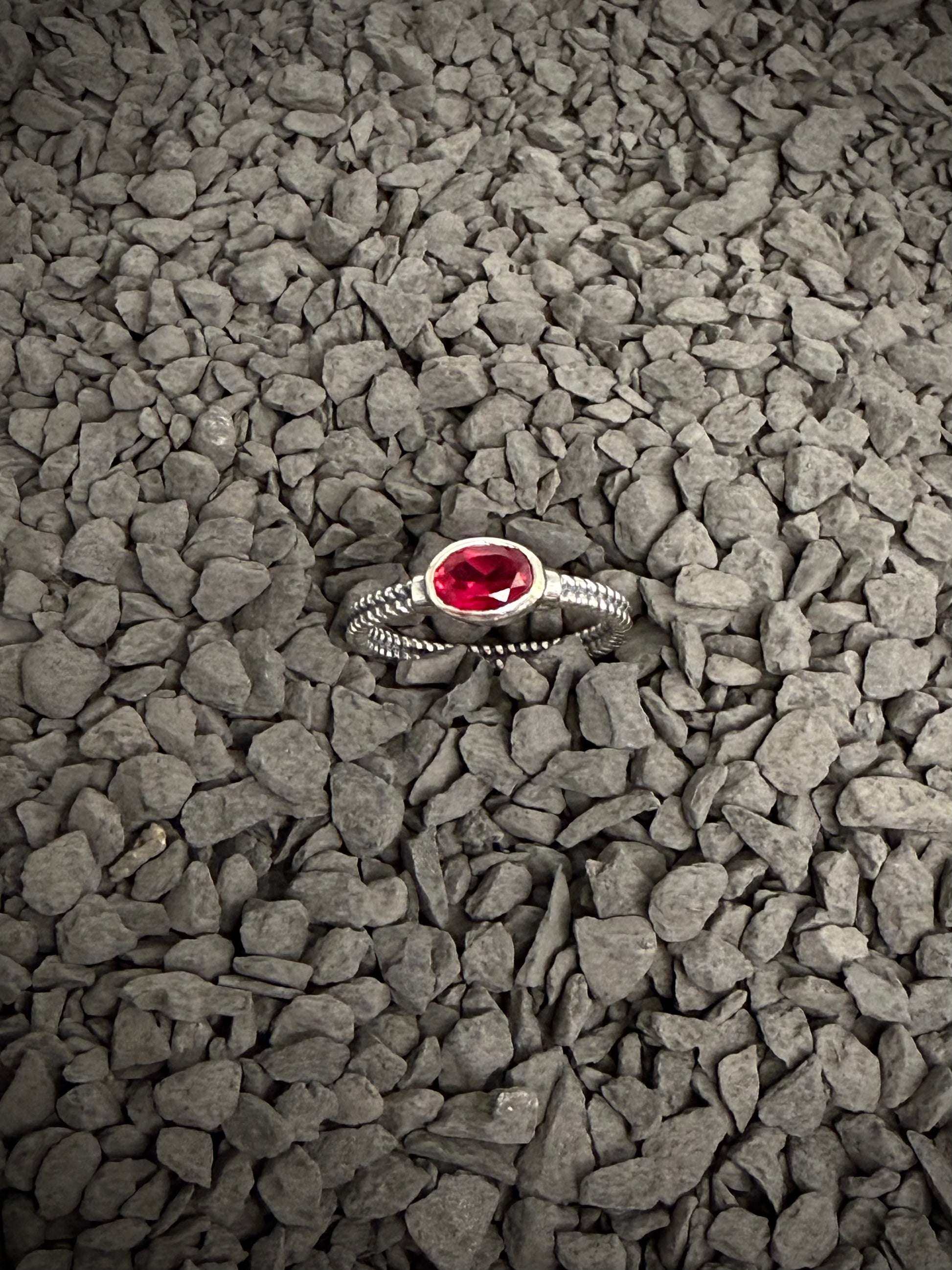 Anillo de plata solitario - ROUGE - Para mujer