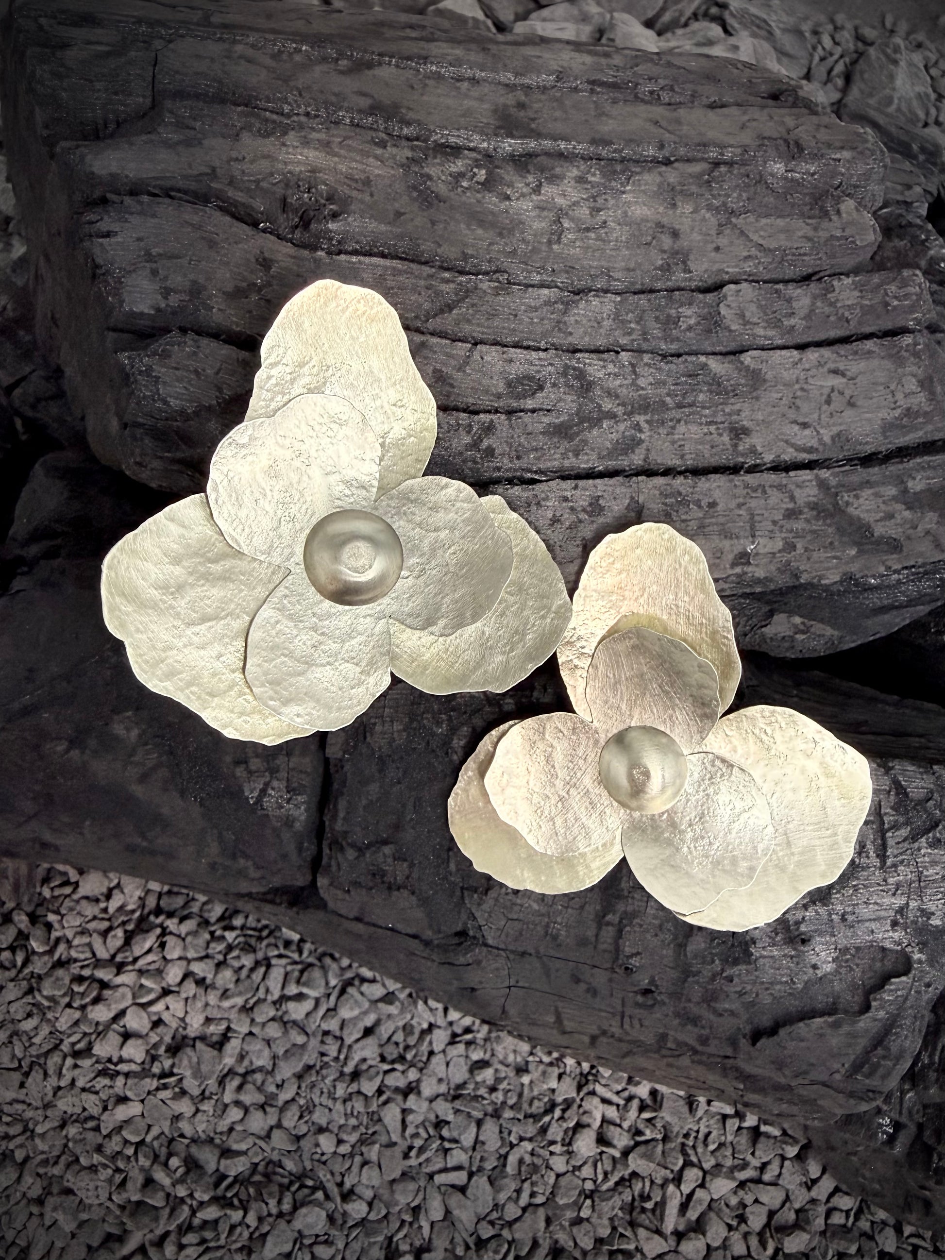 Aros de plata alemana hechos a mano - PETUNIA