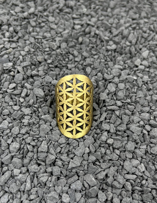 Anillo de bronce hecho a mano -FLOR DE LA VIDA - Geometría Sagrada